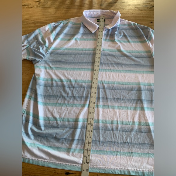 Ben Hogan Performance Stripe Polo Shirt Recycled‎ Poly  Men’s 3XL Blue White Pre - Picture 4 of 6